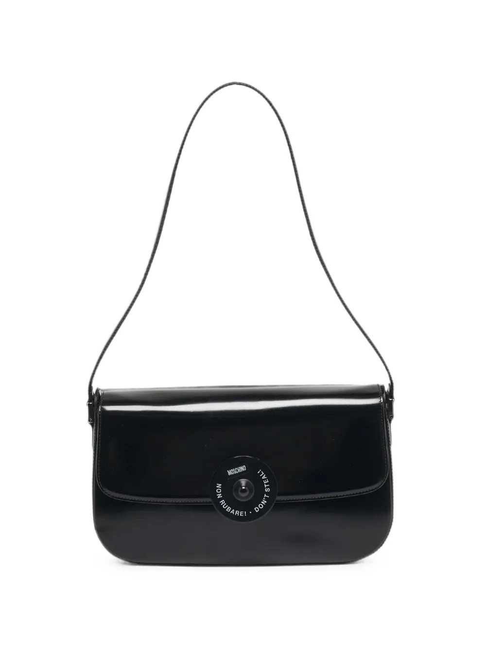 glossy leather shoulder bag