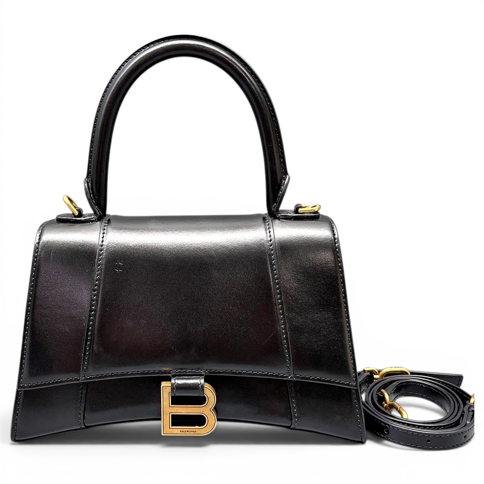 Hourglass leather handbag