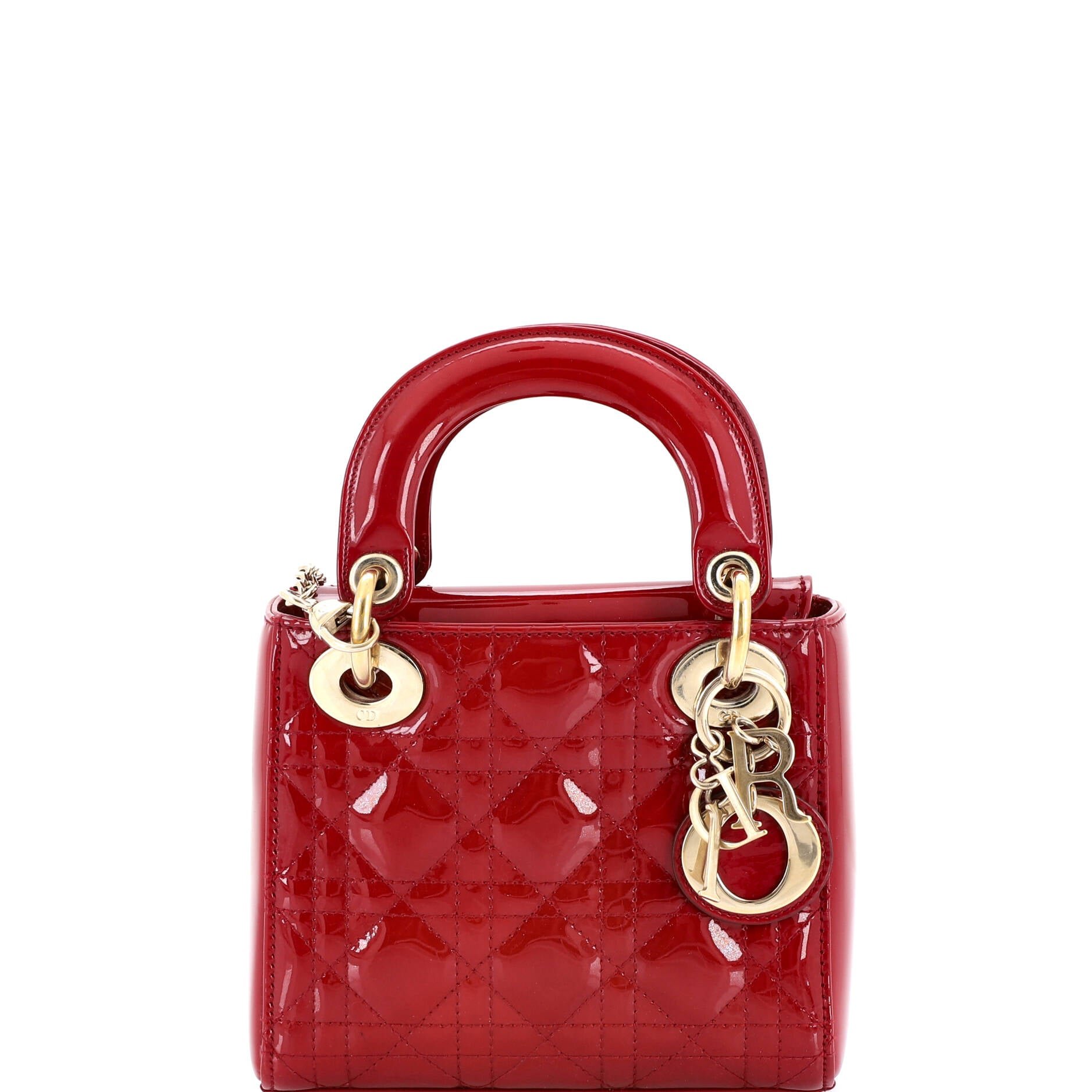 Dior Lady Dior Chain Bag Cannage Quilt Patent Mini