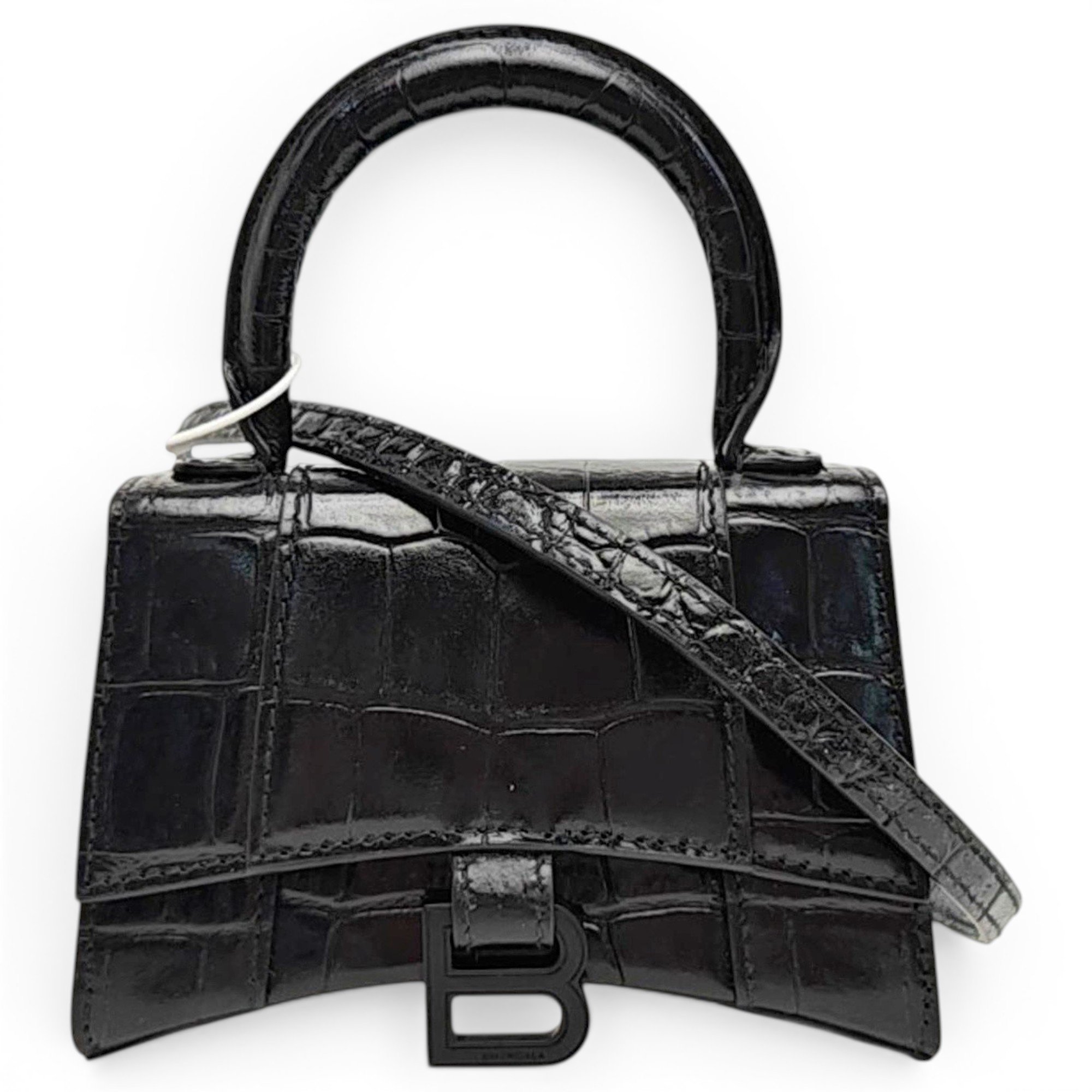 Hourglass leather handbag