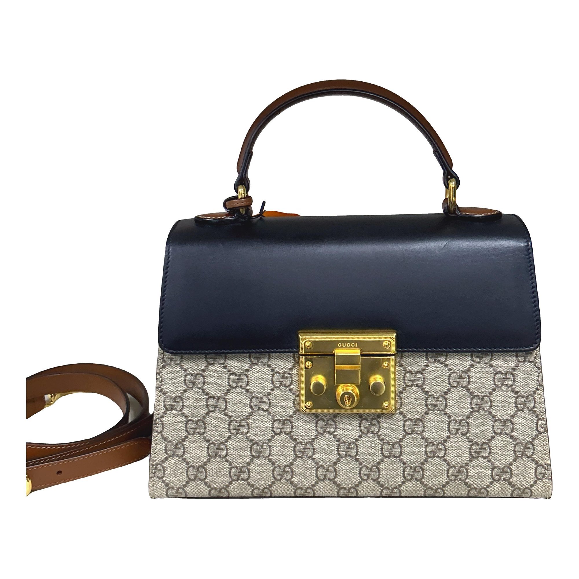 Padlock leather handbag