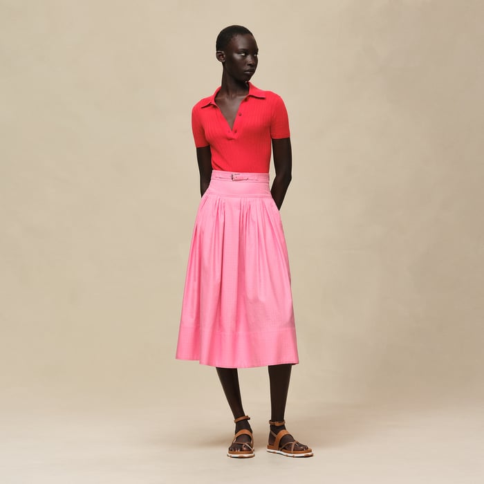 Rose Bonbon "Mosaique" Pleated Skirt With Basque
