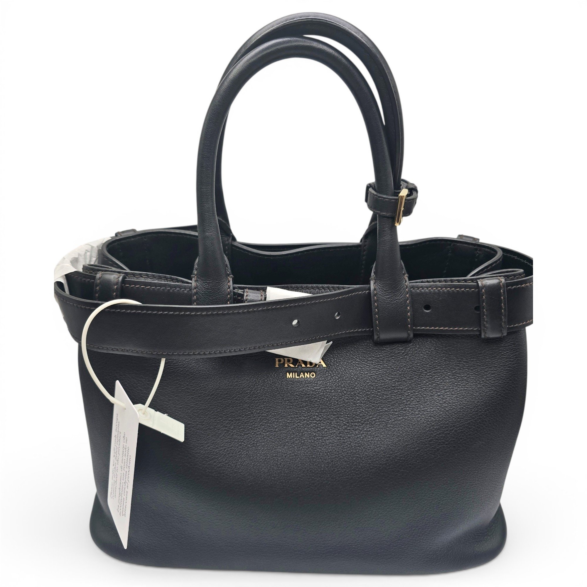 Buckle leather handbag