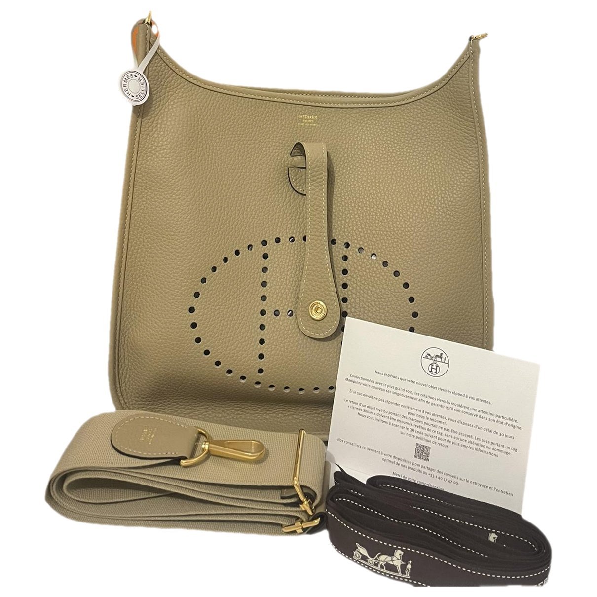 Hermes Evelyne Handbag Trench Clemence Leather 2025