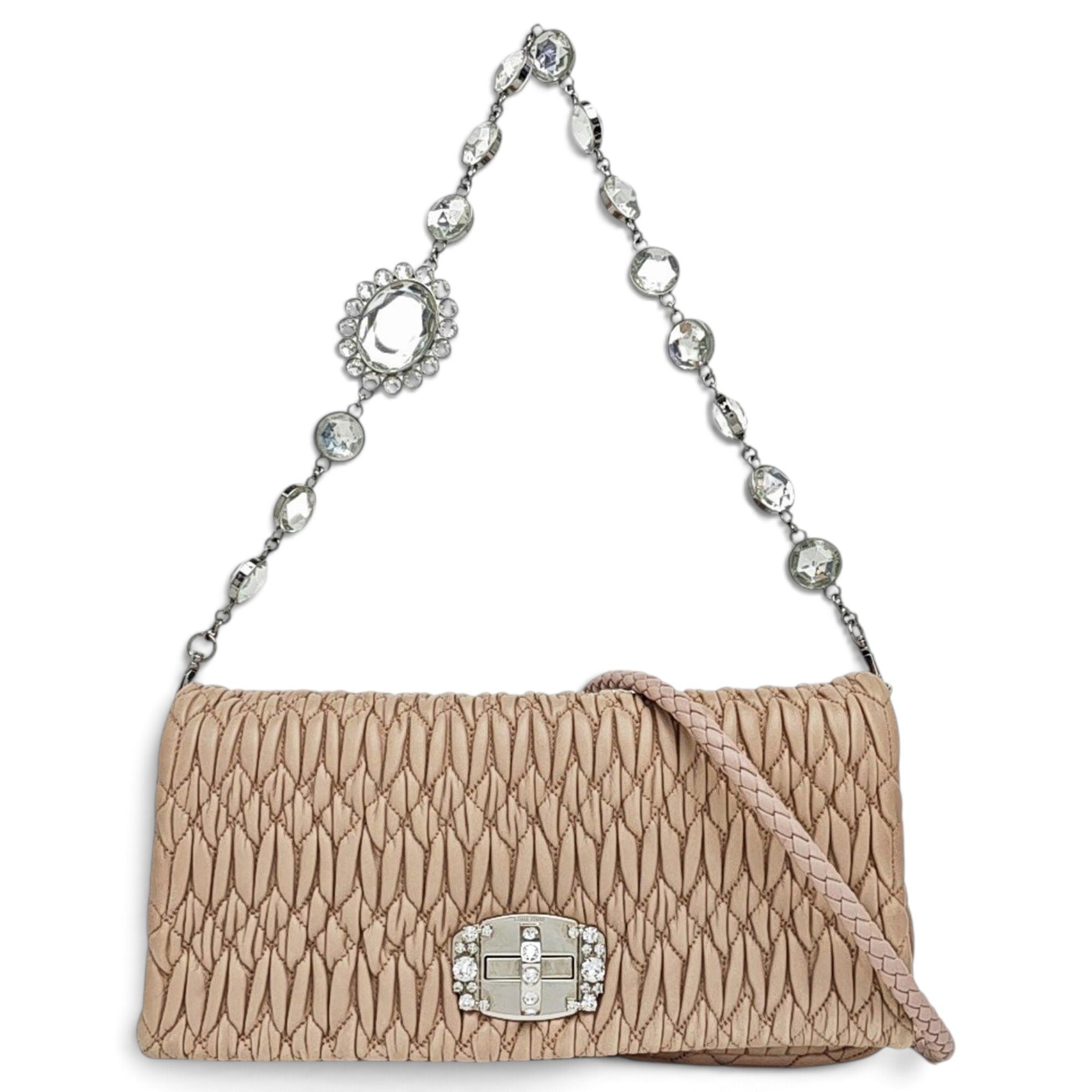 Miu Crystal leather handbag