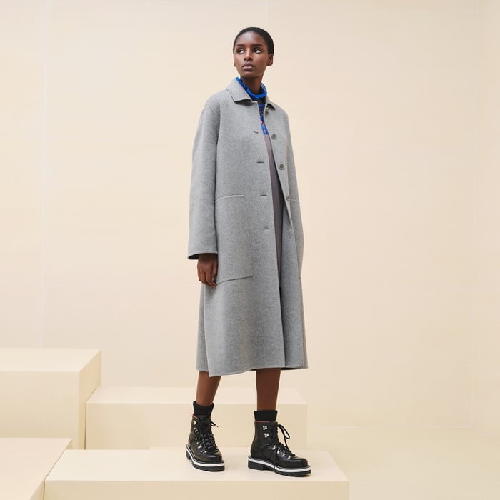 Gris Crayon Cashmere Wrap Coat