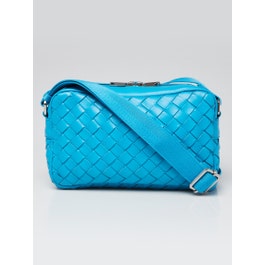 Bottega Veneta Bottega Veneta Pool Blue Intrecciato Woven Leather Small Camera Bag
