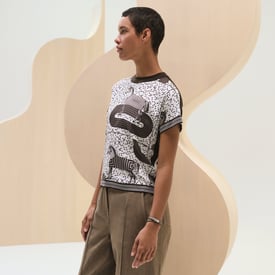 "Garde-Robe Pop" short-sleeve twillaine sweater