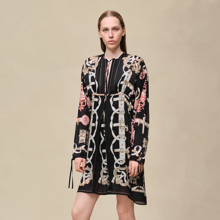 Noir "Ferronnerie Remix" Knotted Collar Dress