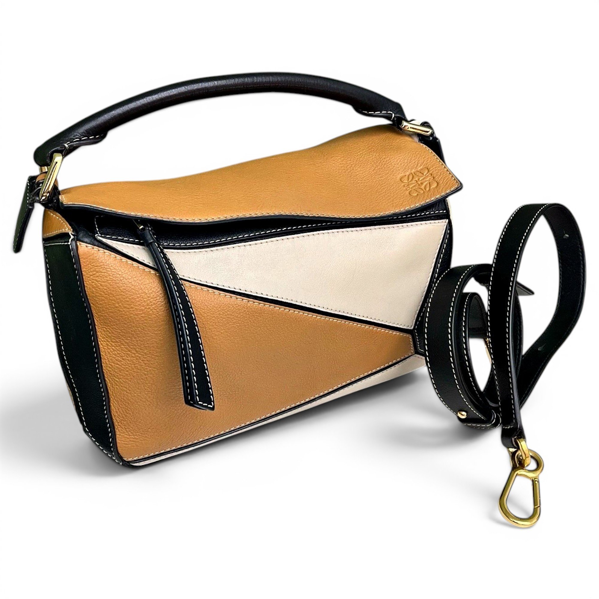 Puzzle leather handbag