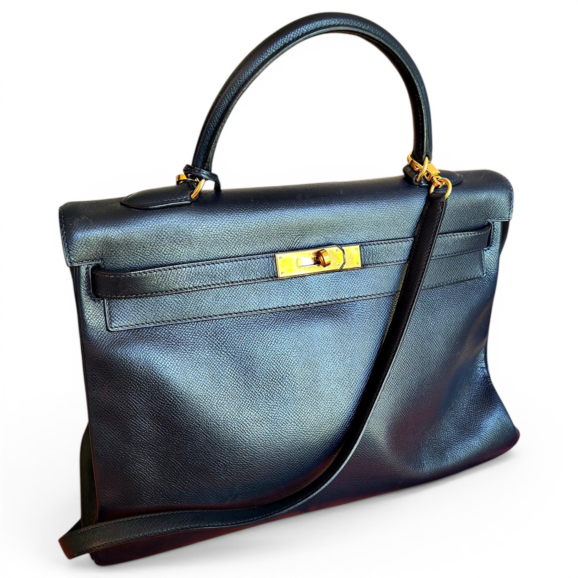 Hermes Kelly 35 Handbag Navy Epsom Leather
