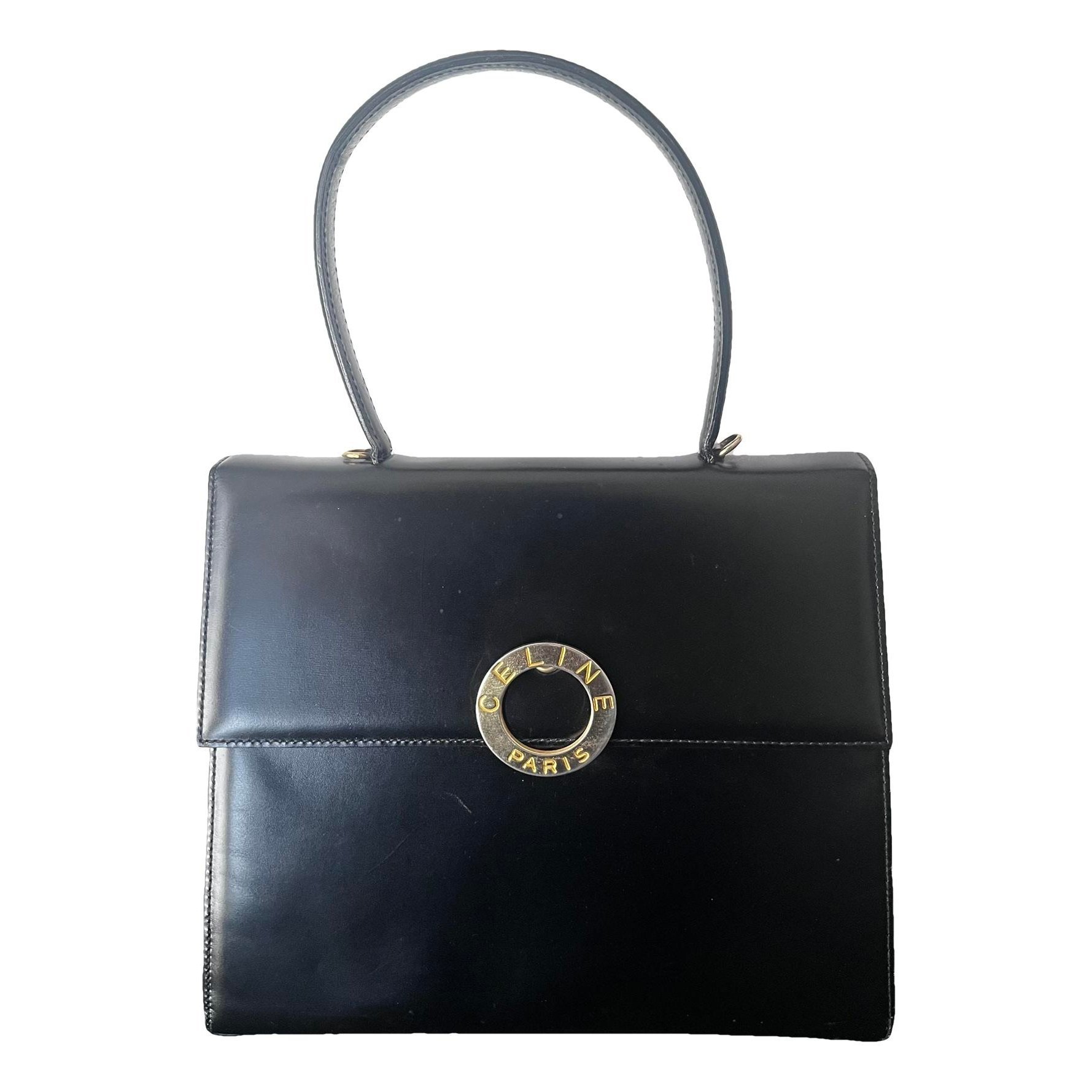 Clasp leather handbag