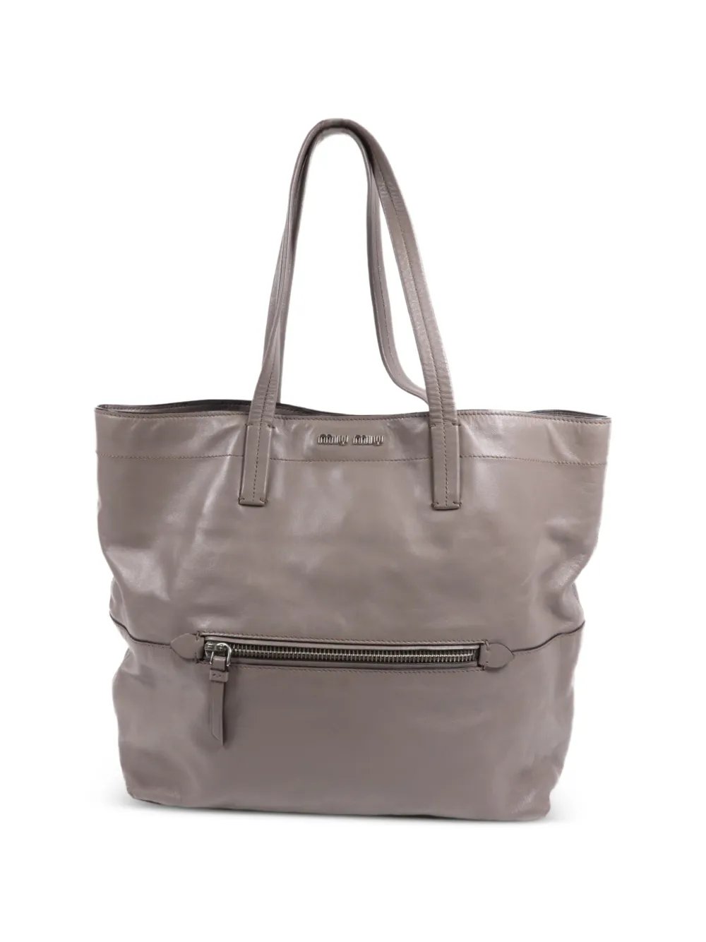 Miu Miu logo-plaque leather tote bag