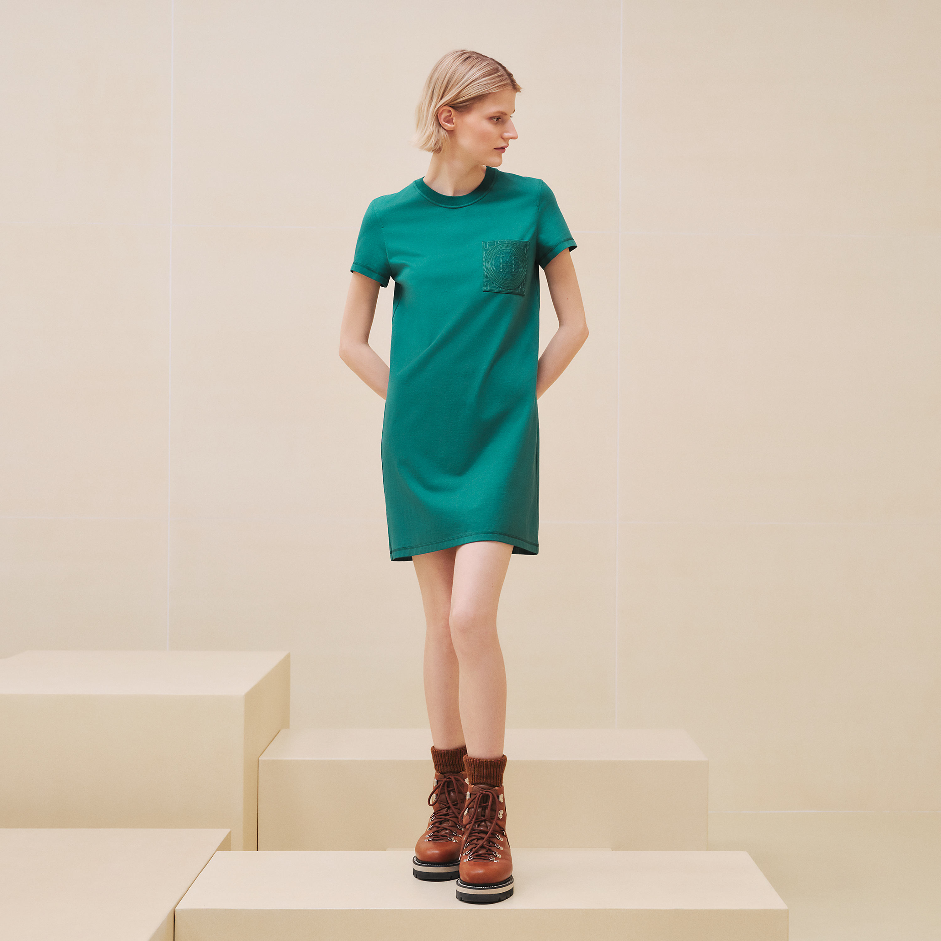 Embroidered pocket dress
