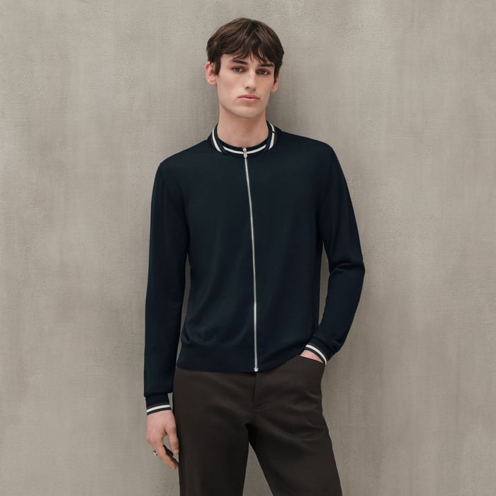 Marine "Rayures & Twist" Zipped Jacket