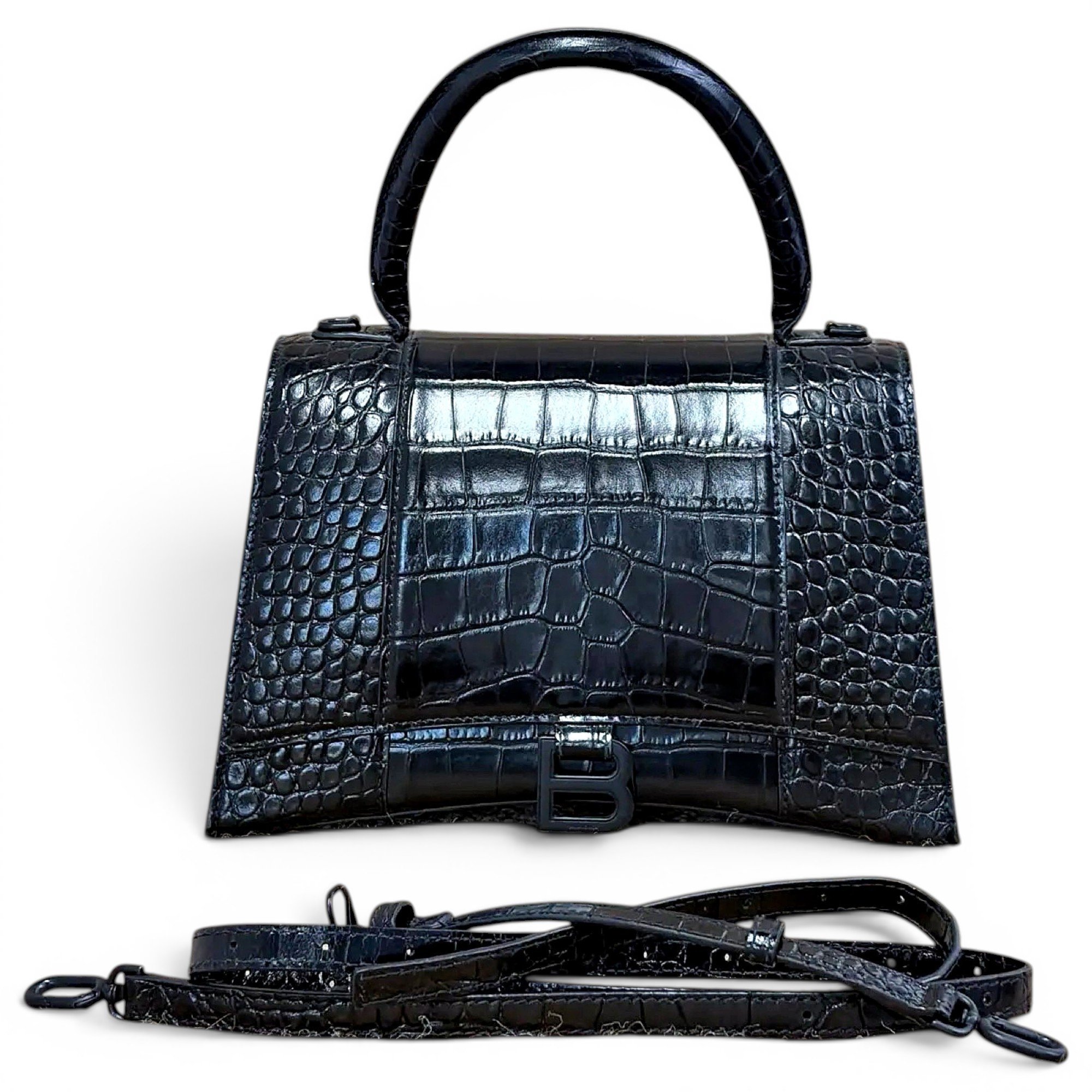 Hourglass leather handbag