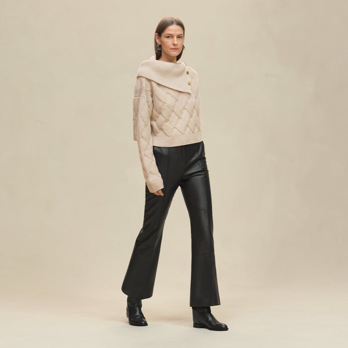 Beige Naturel Cashmere Long-sleeve Sweater