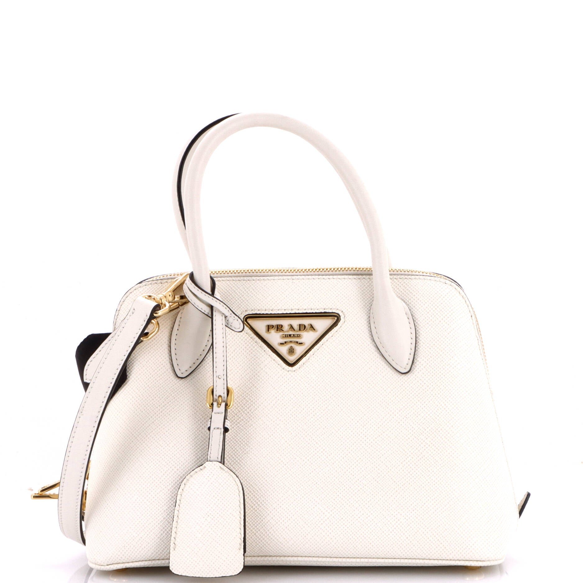 Dual Strap Promenade Bag Saffiano Leather Small