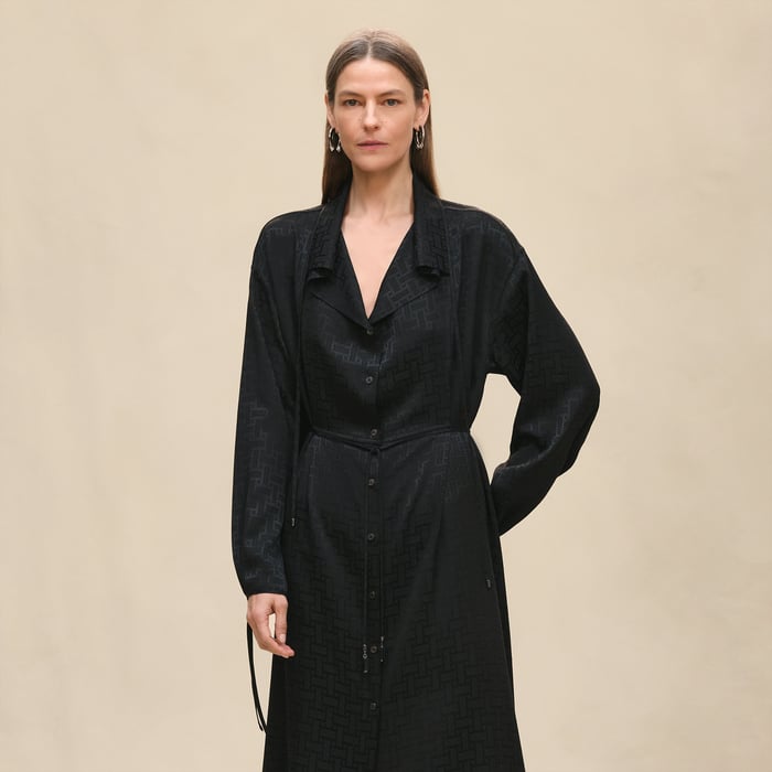 Noir "Mosaique" Drawstring Long Dress
