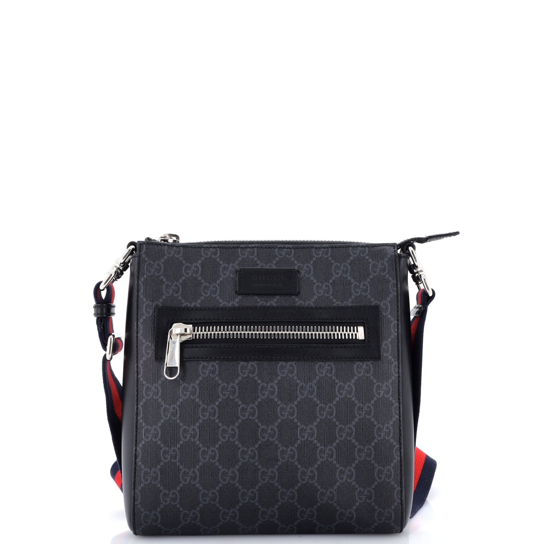 Web Strap Front Zip Messenger Bag GG Coated Canvas Small