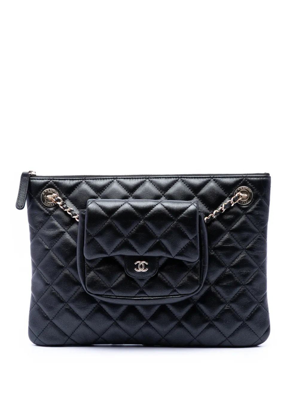 2019 CC Quilted Lambskin Pouch with Mini Flap Purse clutch bag