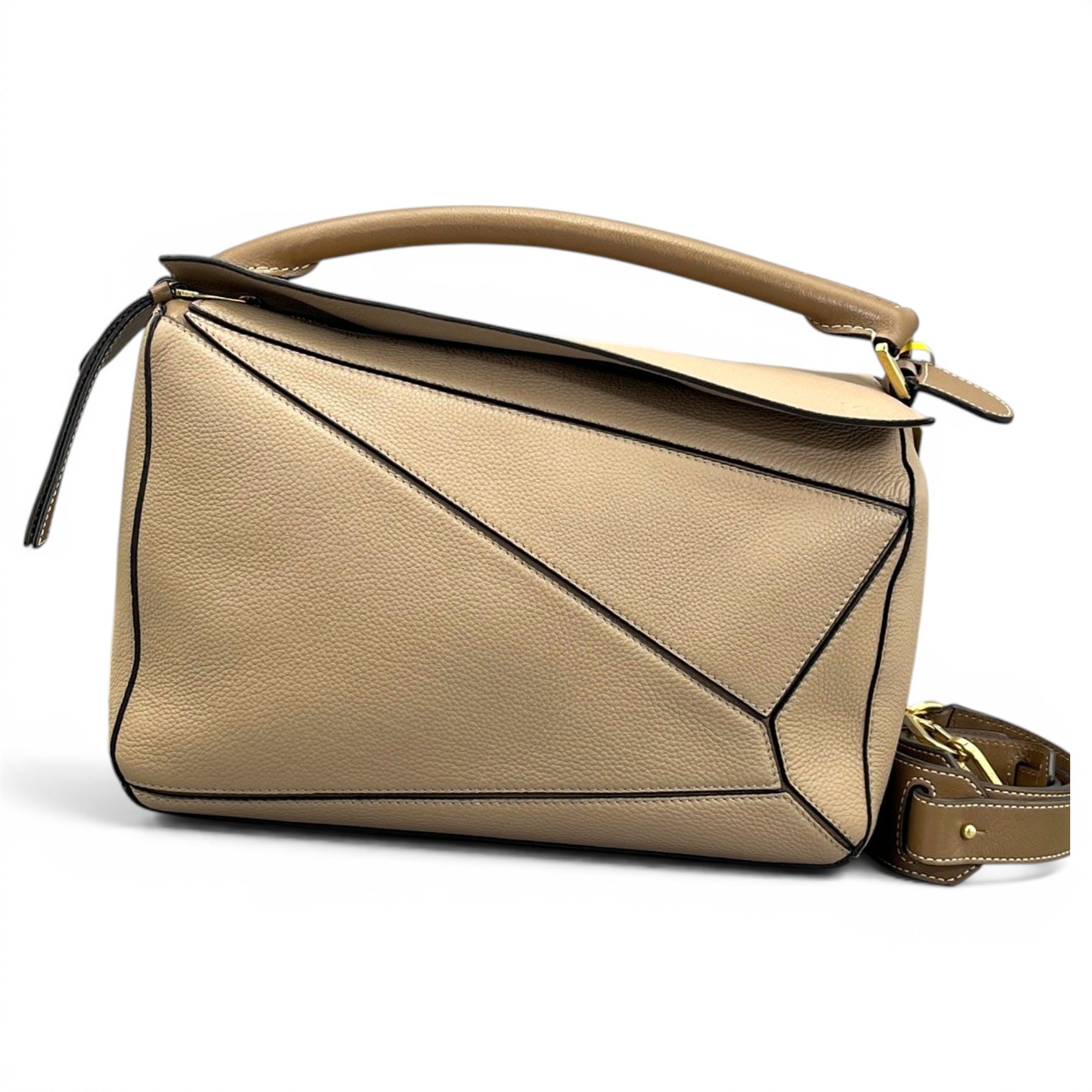 Puzzle leather handbag