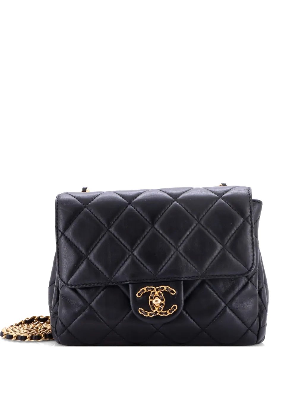 Chain Woven CC Square Accordion Flap Bag Quilted Lambskin Mini shoulder bag