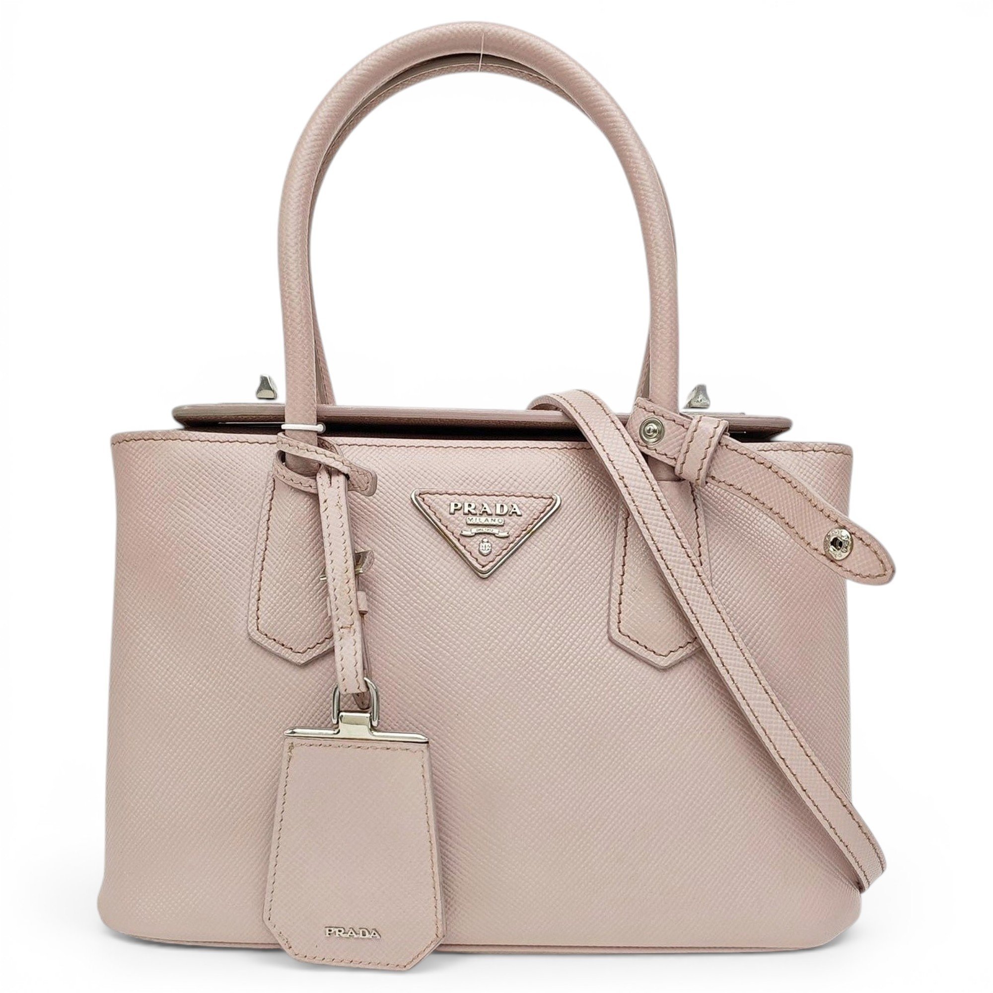 Double leather handbag