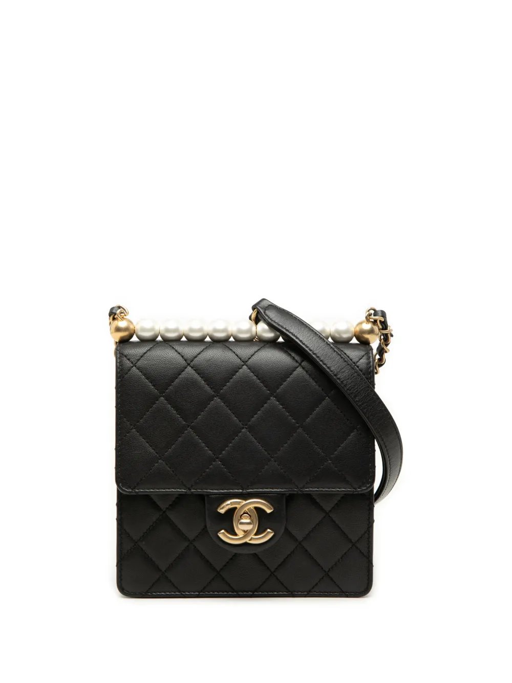 2019 Small Lambskin Chic Pearls Flap crossbody bag