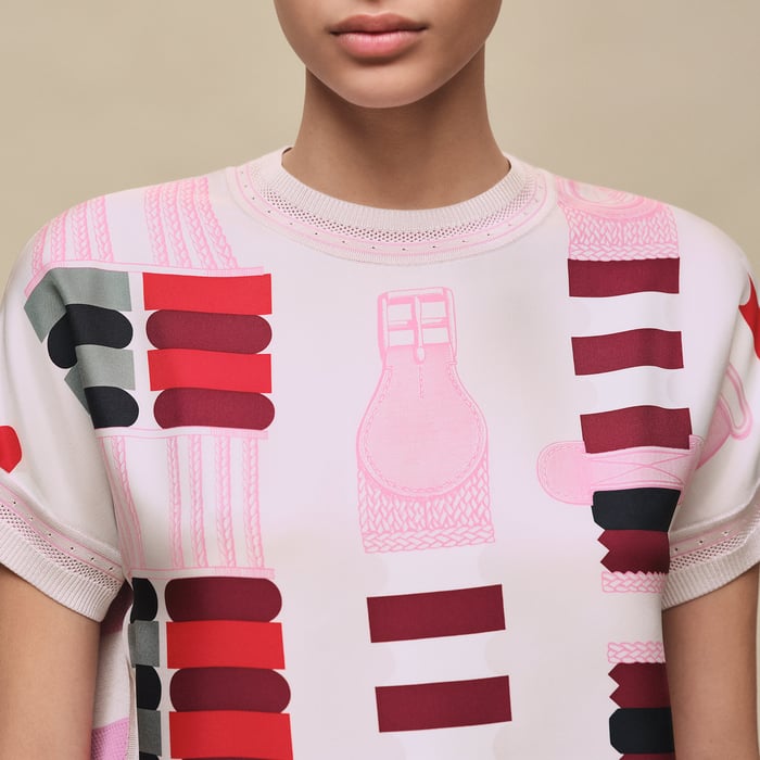 Gris Pierre De Lune "Bride a Bloc" Short-sleeve Sweater
