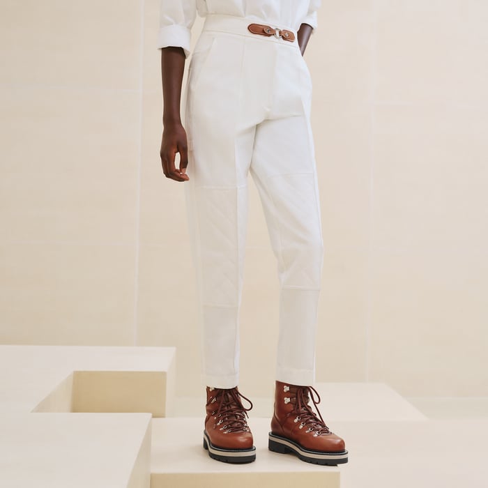 Blanc Naturel Mixed Leather Quilted Pants