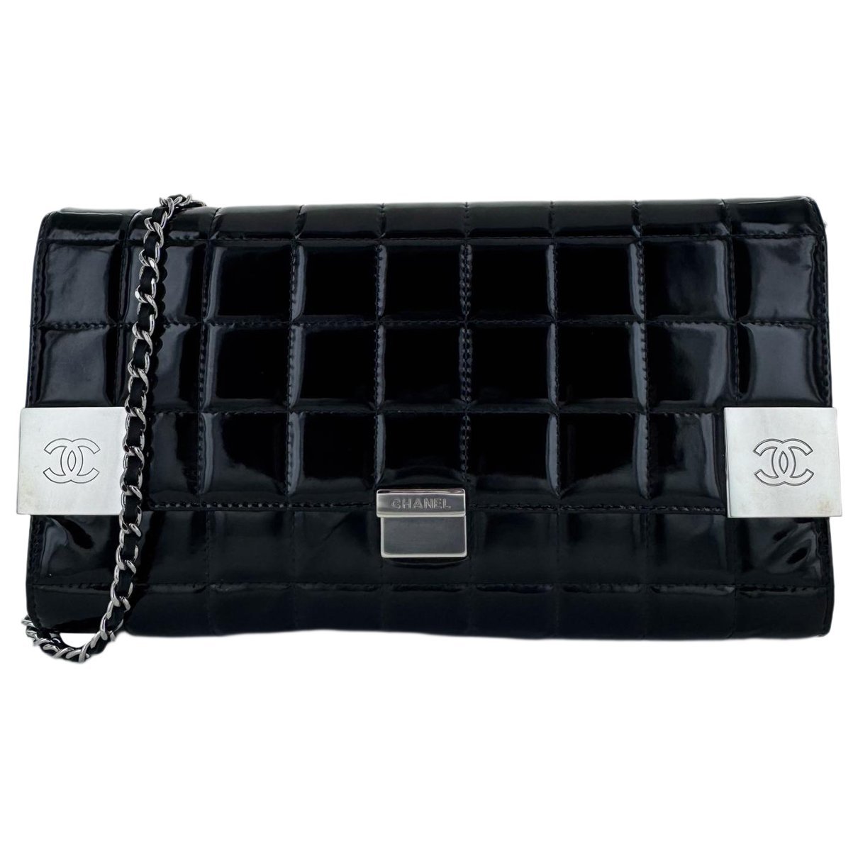 East West Chocolate Bar patent leather handbag
