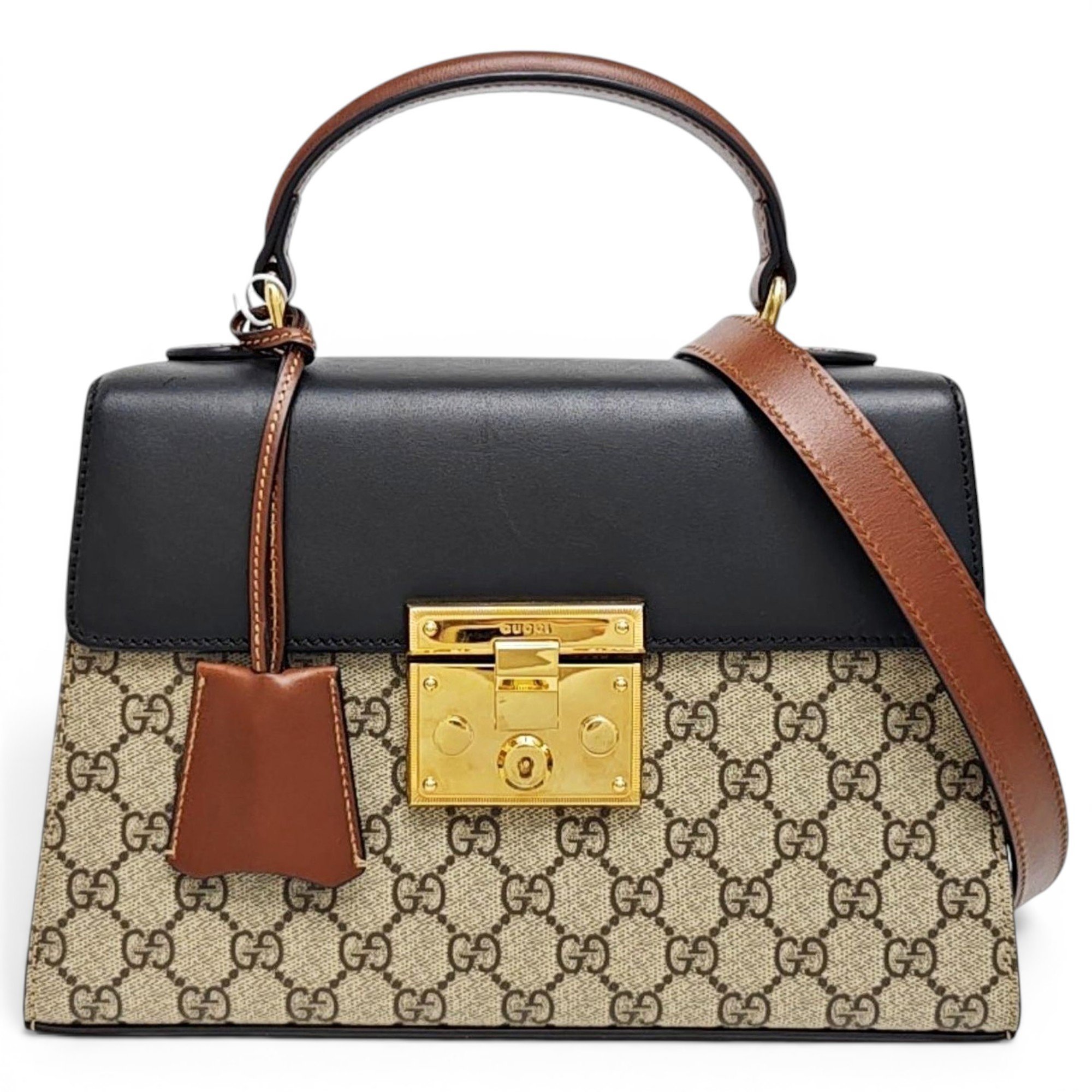 Padlock leather handbag