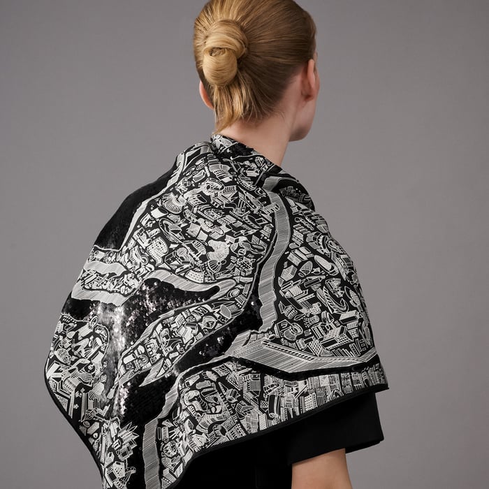 La Cite Cavaliere La Nuit Embroidered Scarf 90