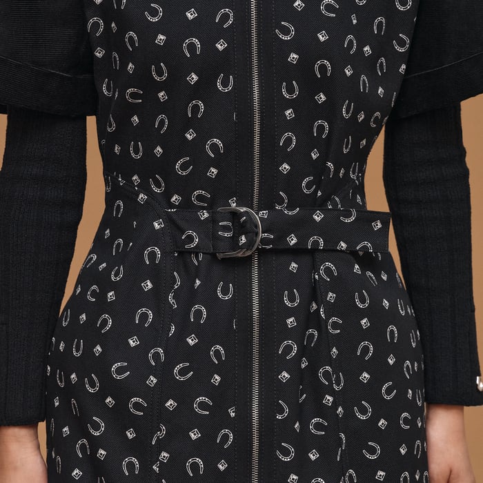 Noir "Porte-bonheur Bandana" Mixed Materials Dress