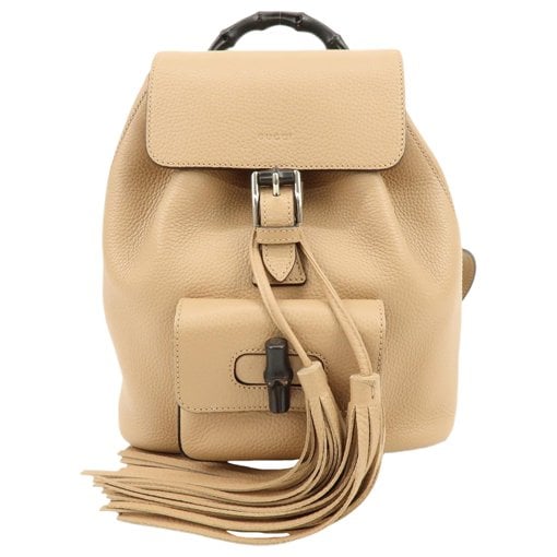 Bamboo Tassel leather backpack