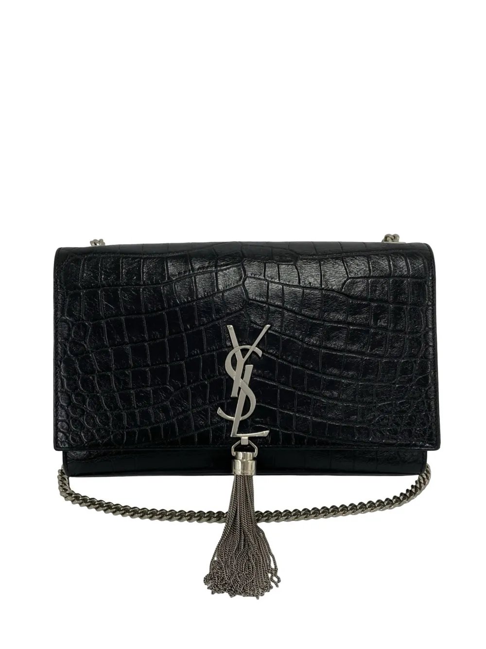 2013-2026 Medium Croc Embossed Leather Monogram Kate Tassel crossbody bag