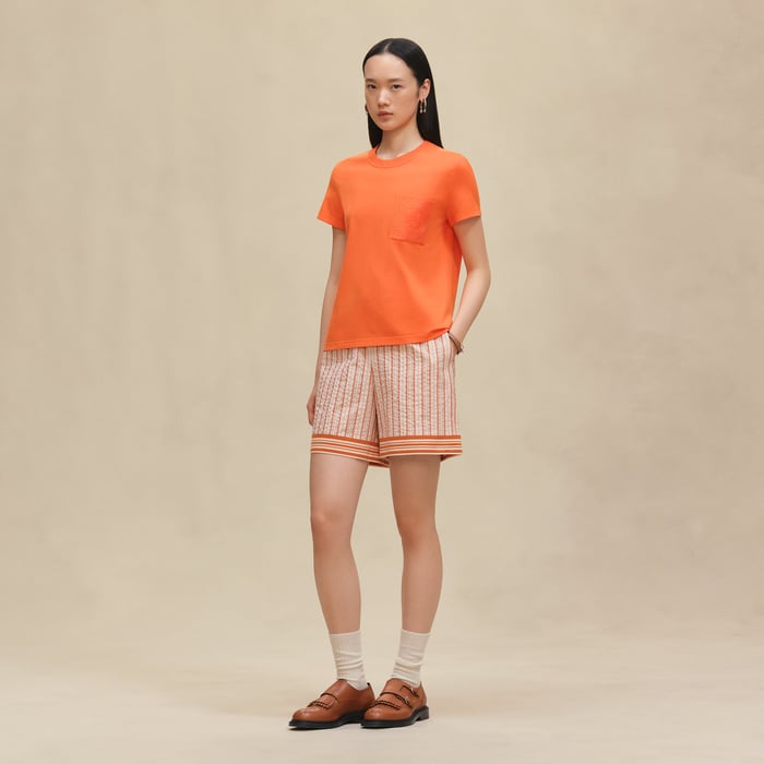 Orange Pop Embroidered Pocket T-shirt