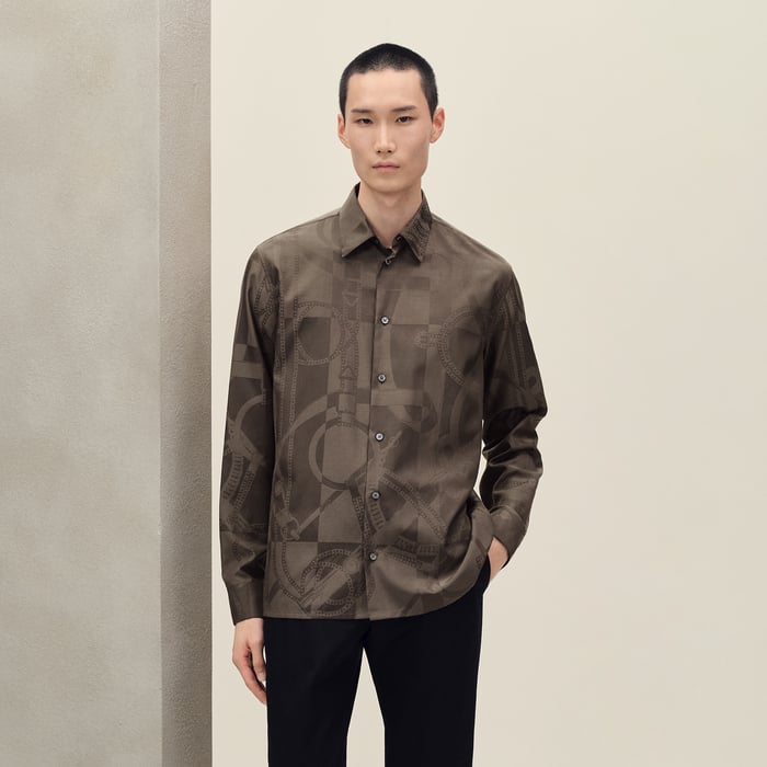 Café "Eperon d'Or Jacquard" Straight Cut Shirt