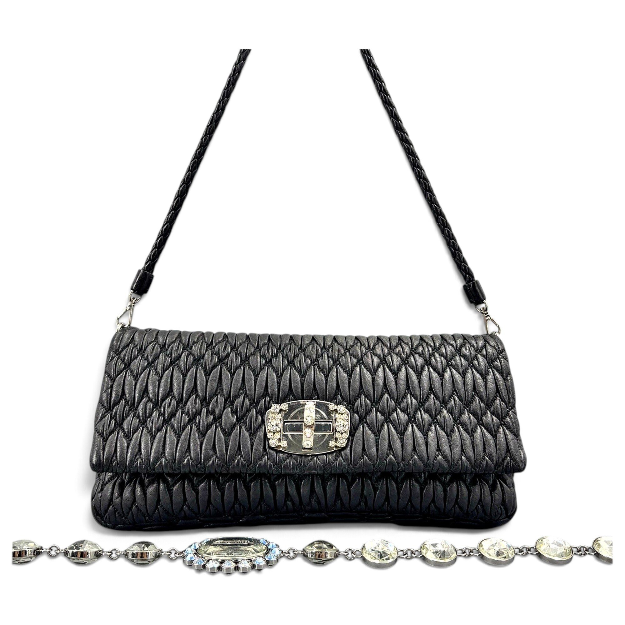Miu Crystal leather handbag