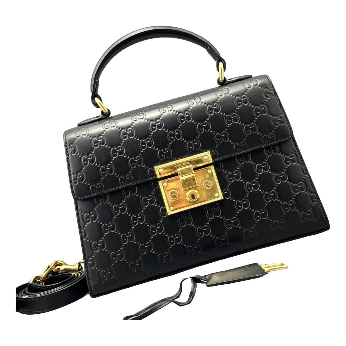 Padlock leather handbag