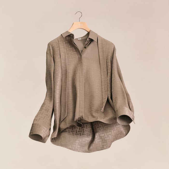 "Mosaique" Ascot Collar Shirt