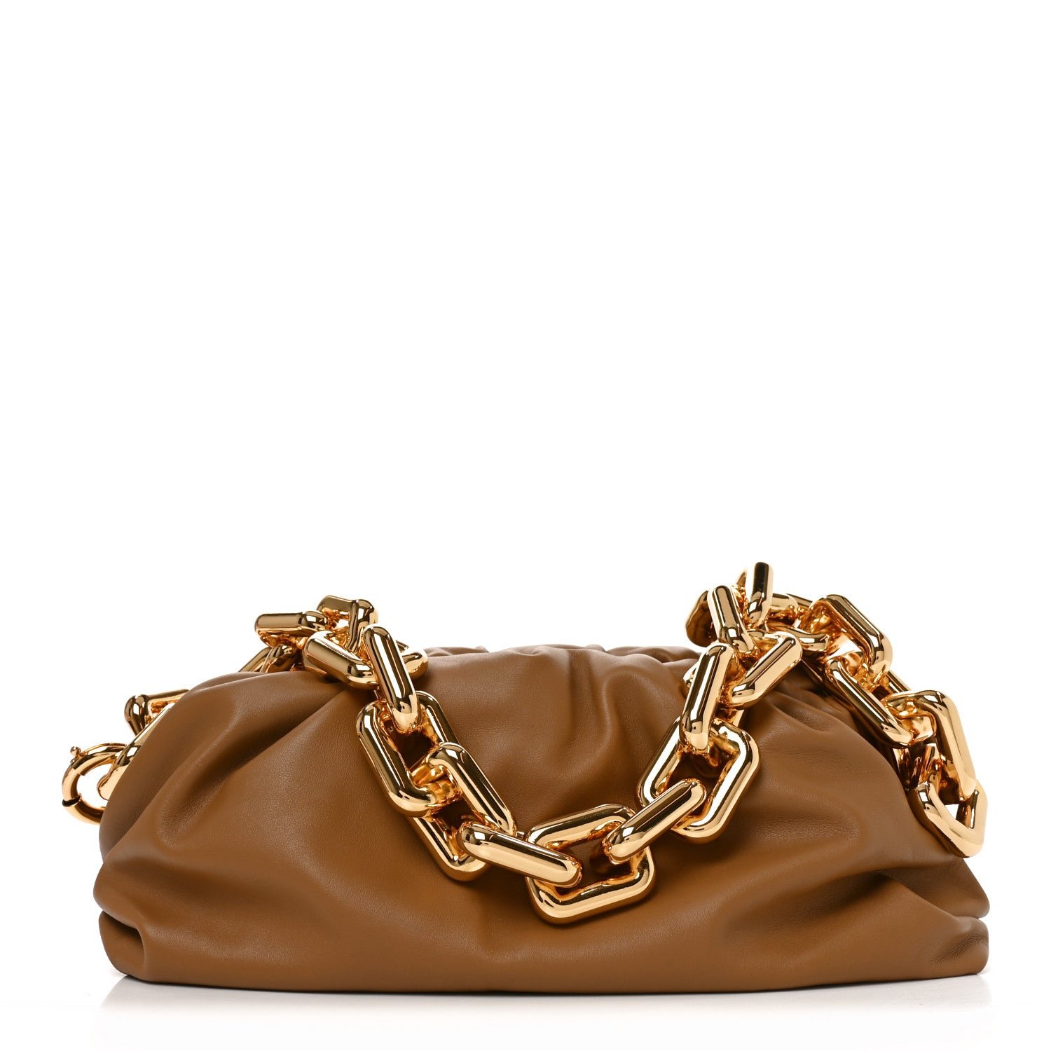 Bottega Veneta Calfskin The Pouch Chain Cammello