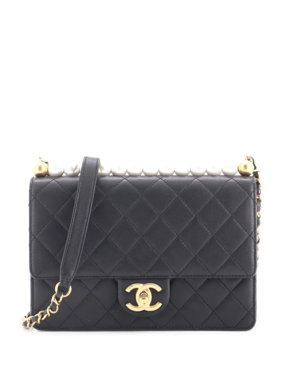 Chic Pearls Flap Bag Quilted Lambskin Small shoulder bag