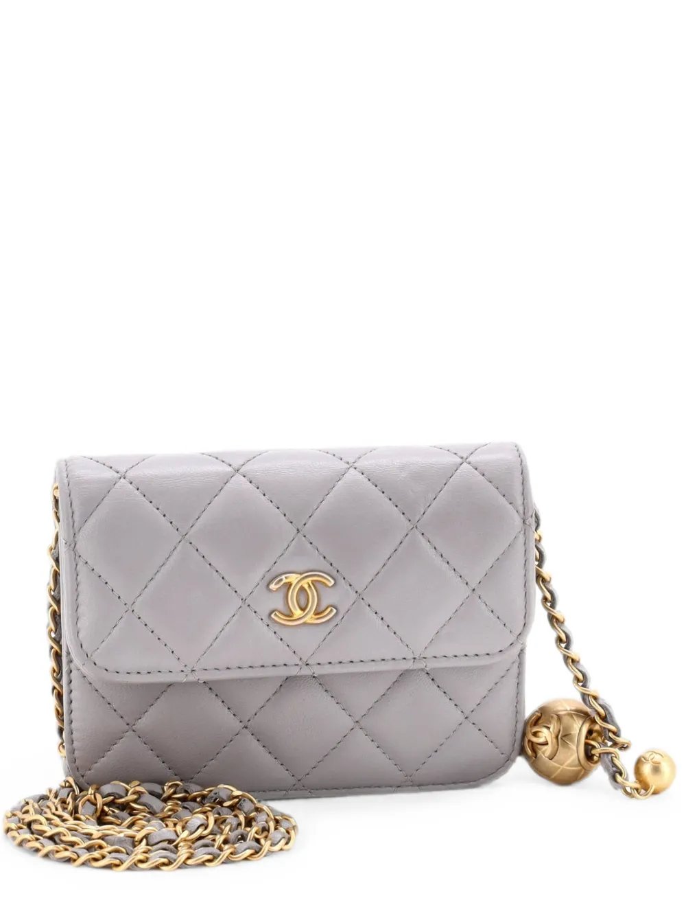 Pearl Crush Flap Clutch with Chain Quilted Lambskin Mini crossbody bag