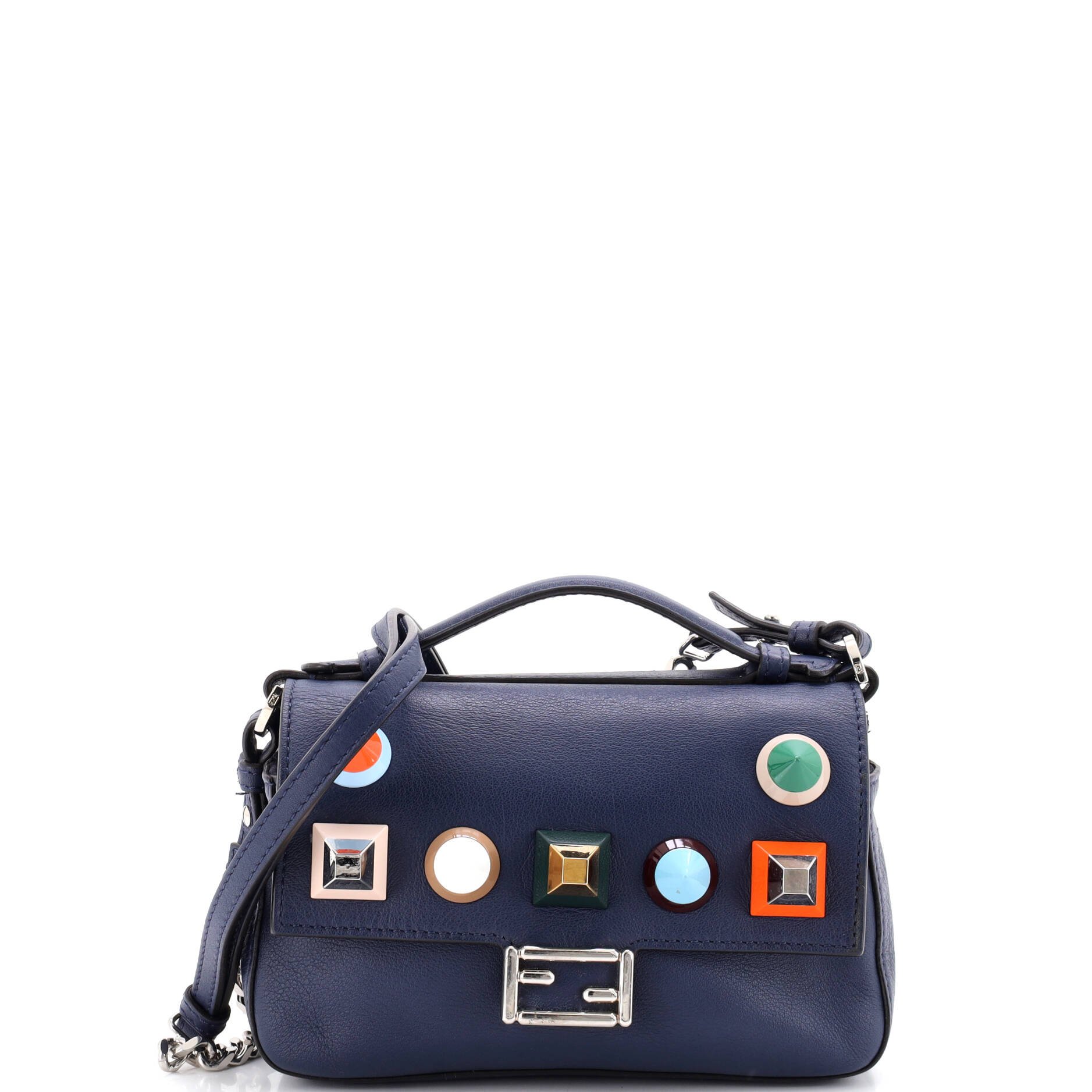 Double Baguette Studded Leather Micro