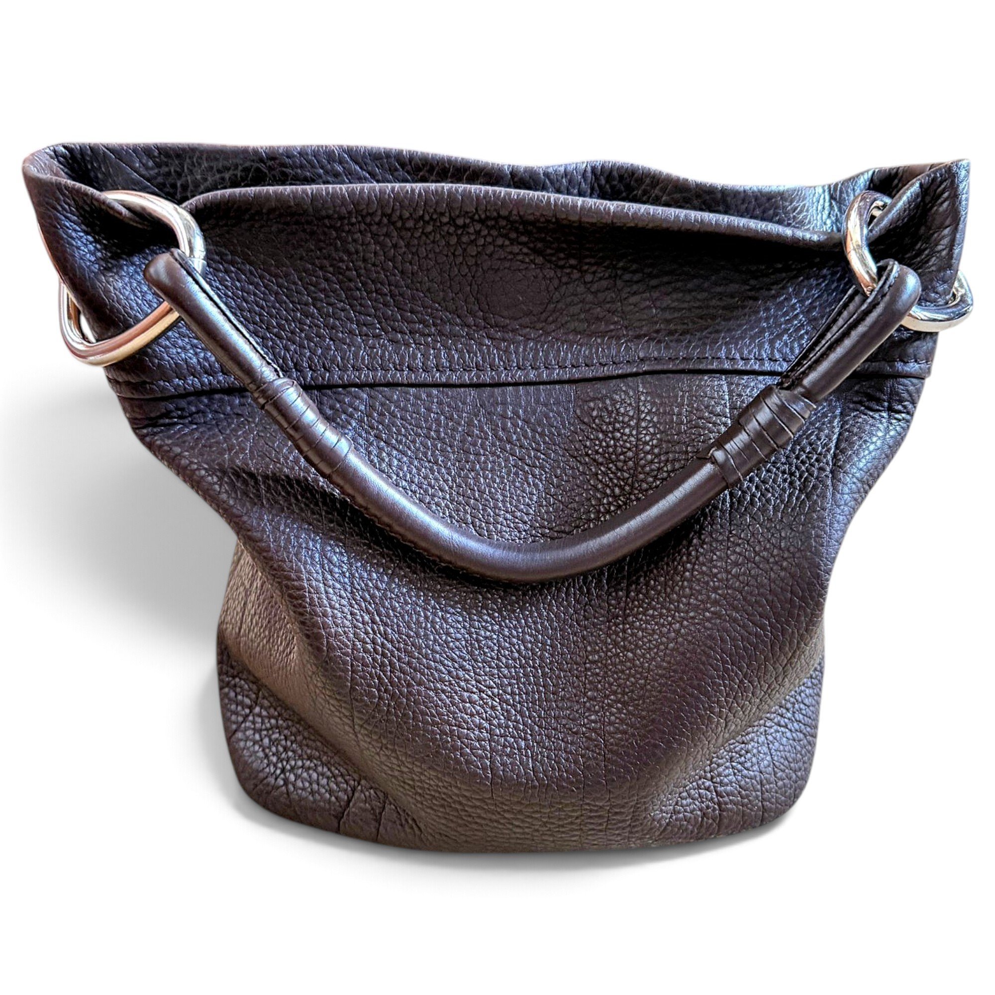 Buckle leather handbag