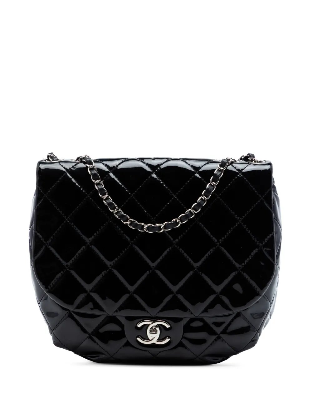 2014-2015 Medium Quilted Patent Bubble CC Flap crossbody bag