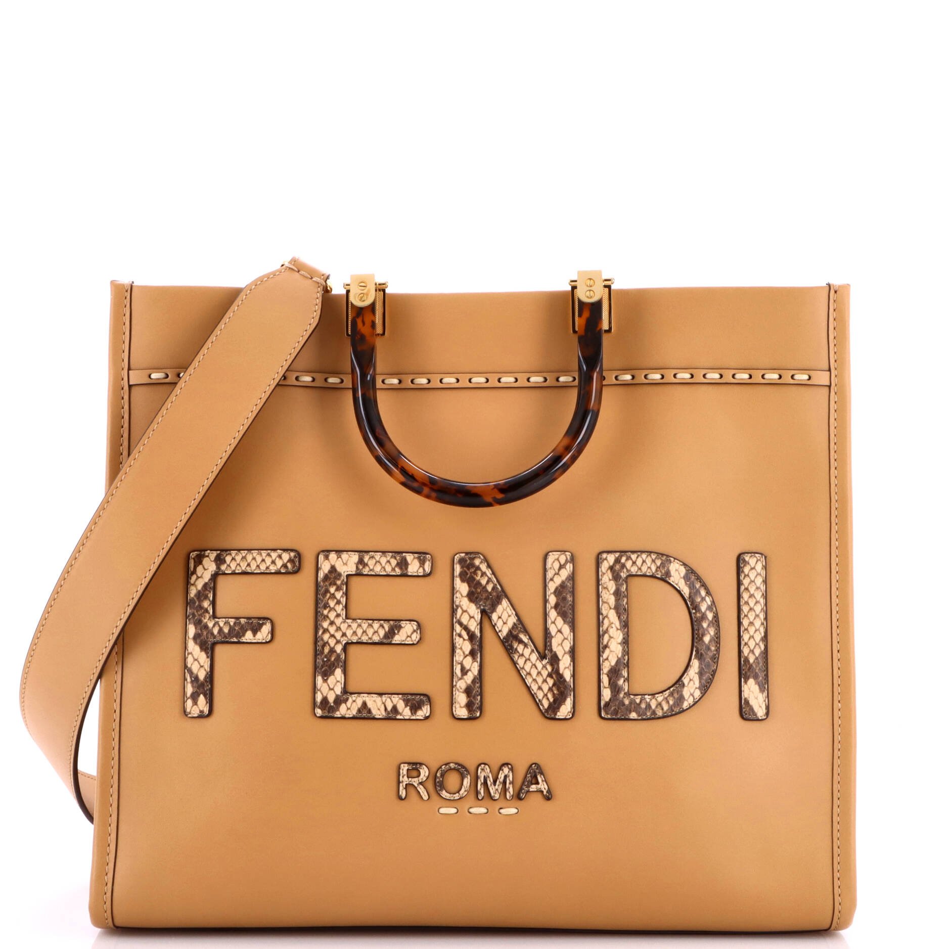 Sunshine Shopper Tote Leather with Snakeskin Medium