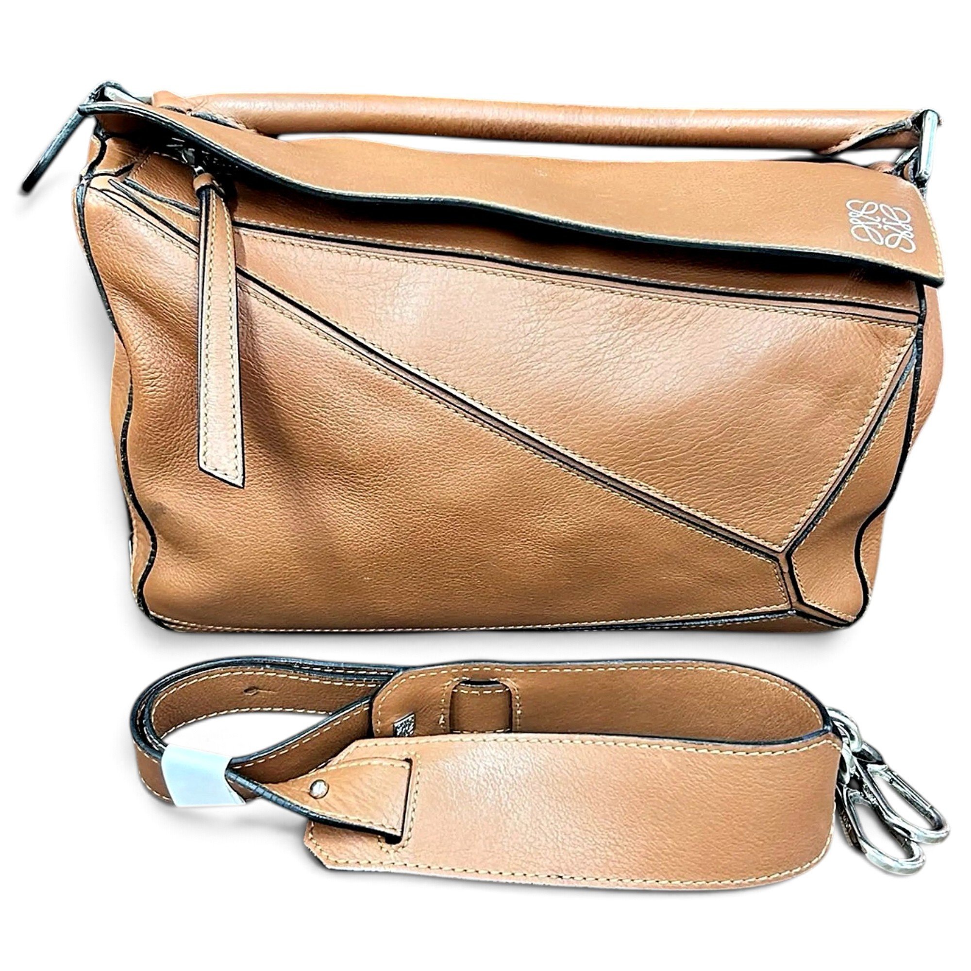 Puzzle leather handbag